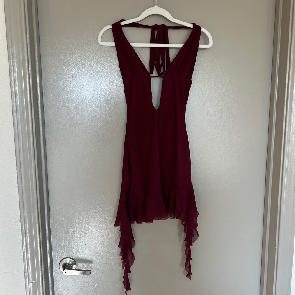 White Fox Boutique Deep Red Asymmetrical Dress